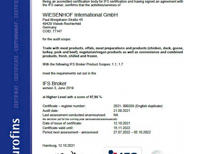 IFS-Broker Certificate